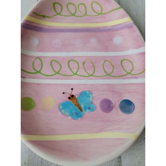 Ceramic pink Easter egg serving plate home decor - Picture 2 of 5